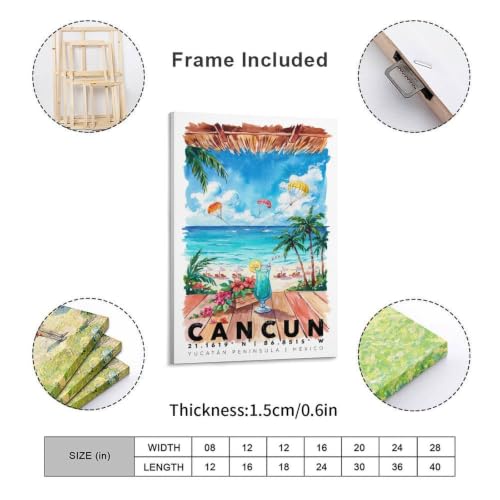 Impression grand paysage Cancun affiche aquarelle de qualite - 2