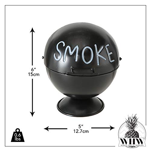 Smoke Ashtray, Lidded Dome, Pedestal Base, Bbq Grill Party Style, Black Lacquered Iron, 6 Inches #TOP3