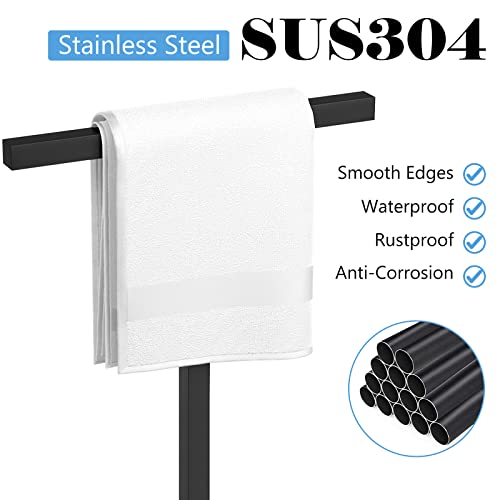 Pynsseu Hand Towel Holder Stand, Matte Black Sus304 Stainless Steel Freestanding T-Shape Towel Bar Rack For Bathroom Kitchen Vanity Countertop #TOP2