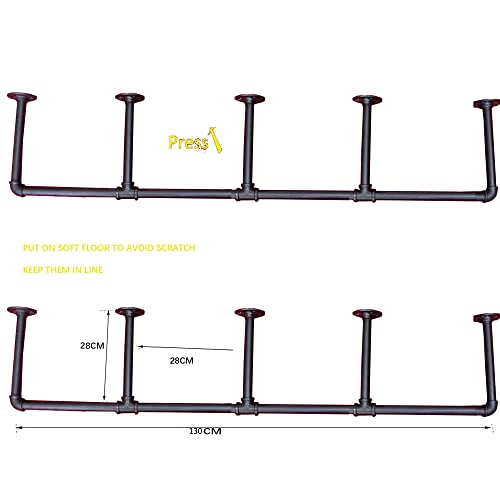 Diwhy Diy Industrial Black Pipe Bookshelf Wall Ceiling Mounted Open Bookshelf Parts Bracket Kit Diy Project (2 Pcs 5 Tier Pipe Shelf Hardware Only) #TOP1