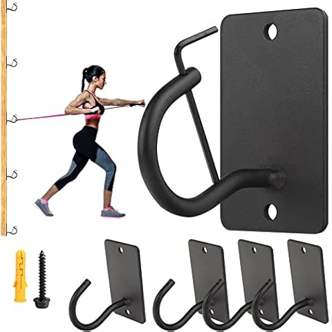 Foxwake Resistance Band Wall Anchors Mount 5 Set with Lock, Gym Workout Band Heavy Duty Steel Wall Hook Bracket Rack for Home Office Training Strength Exercise Stretching Storage Cover