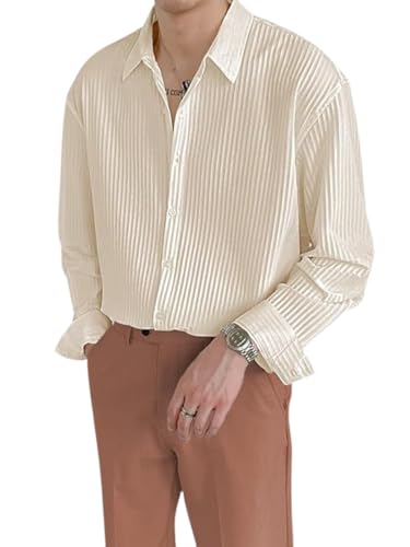 Image of GRECIILOOKS Men's Formal Button Down Shirt - Slim Fit Polycotton Shirt's for Men | Textured Full Sleeve| Business & Meeting Ready (Available in Plus Size)