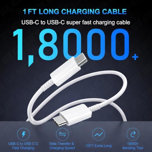 Image of 45W Fast Charger with 4 USB Type-C Cables Combo | GaN Wall Adapter + Type-C to Type-C Cable Set (Black & White)