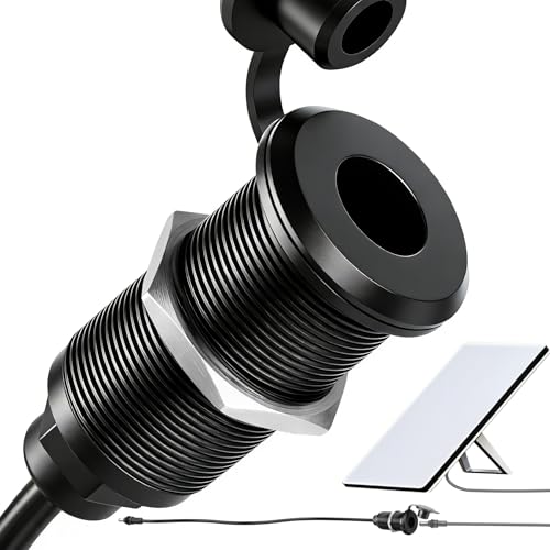 RVSPARK RV Waterproof Pass Through Wall Socket for Starlink Mini, Recessed Mount Aluminum DC 5.5 x 2.1 Female Power Bulkhead Connector Outlet Plug Port for Campervan Motorhome Boat Battery Box