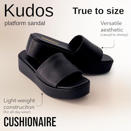 CUSHIONAIRE Kudos Platform Womens Sandals – Comfortable Open Toe Slip On Flat Slides, Casual Summer Sandals for Women4