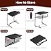 Adjustable TV Tray Black Dinner - Folding Trays for Eating On Couch Wooden Tables Mate Stand Foldable Desk with Cup Holder Portable