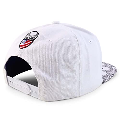 Image of Trendy Apparel Shop Skull Bandana Embroidered Paisley Print Flatbill Cap