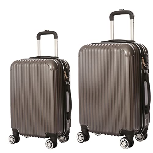 Kit Mala de Viagem 2 Peças Bordo e Média - C/ 4 Rodinhas 360º Chumbo