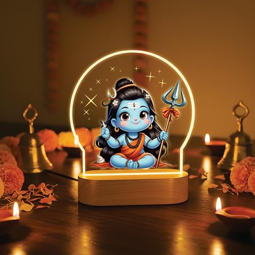 Image of Giftplease Divine Baby ShivaLED Table Lamp - Warm Glow Spiritual Night Light - Cute Bal Shiva Decor for Pooja Room, Meditation Space, & Kids' Bedroom - Premium Religious Gift & Home Accent GL 14