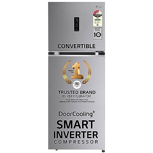 Image of LG 340 L 3 Star Frost-Free Smart Inverter Wi-Fi Double Door Refrigerator Appliance (GL-T342VPZX, Shiny Steel, Convertible & Door Cooling+, 2022 Model)