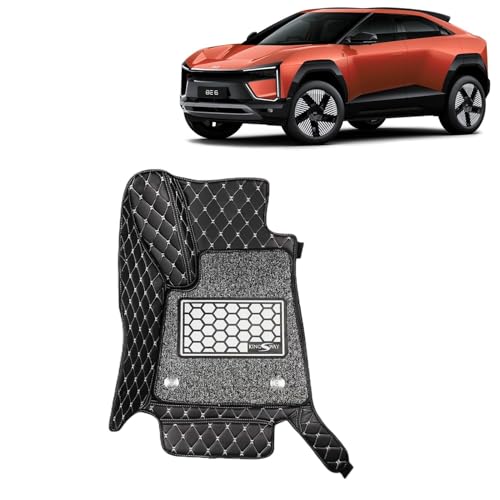 Image of KINGSWAY Accessories Premium 7D Car Floor Mats Only Compatible with Mahindra BE 6 Year 2025 Onwards All Model, Set of 3 Pcs, 100% Waterproof & Washable Luxury 7D Car Foot Mats, Black