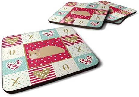 Caroline's Treasures CK5443FC Syrian Golden Hamster Love Foam Coaster Set of 4, Red Set of 4 Cup Coasters for Indoor Outdoor, Tabletop Protection, Anti Slip, Mouse pad Material image 5