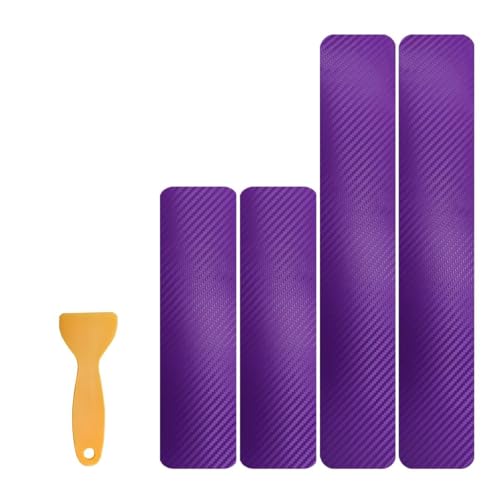 Gdnecad 4 PCS Car Door Sill Protectors, 3D Anti-Srcatch Scuff Plate Covers Auto Door Entry Edge Guard, Carbon Fiber Threshold Cover Strips Protection Trim for Most Vehicles (3D Purple)