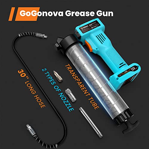 Gogonova 12V Battery Powered Grease Gun, 10000 PSI