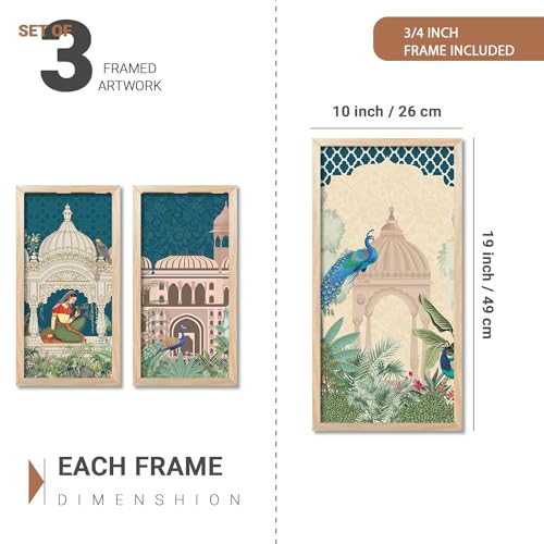 walllane Pichwai Painting for wall Decoration |Traditional Indian Art Wall Décor Paintings | Traditional Indian Art Pichwai Wall Décor Paintings set of 3 (10x19 inch, A)