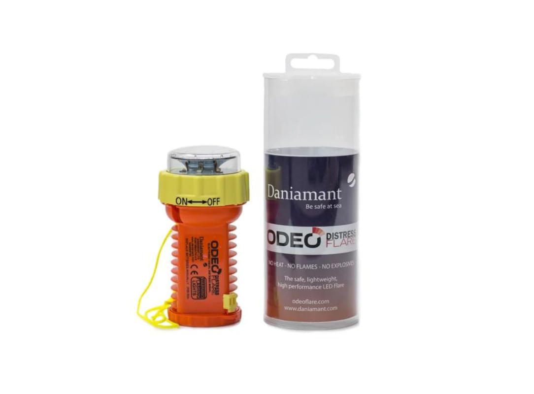 Odeo Distress Flare | Bengala electrónica LED | Impermeable | Aprobado por SOLAS | Batería de larga duración | Seguridad marina | Señal de emergencia | Reutilizable