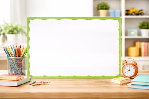 Image of YAJNAS Slate Double Sided Whiteboard and Green Chalkboard for Kids, Non-Toxic Learning Board, 16x12 Inches (40.5x30 cm), Assorted Frame Colors