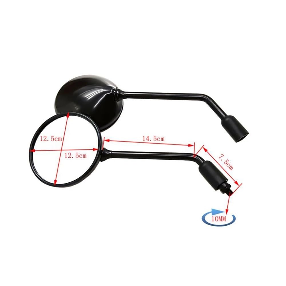 2 Unids/par Universal 10mm Motocicleta Espejo Scooter Espejos Retrovisores Lado Convexo Espejo Retrovisor Moto
