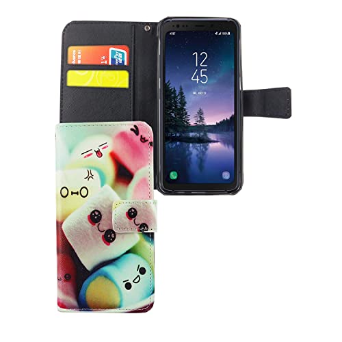 Housse Galaxy S8 Active jaune Marshmallows avec porte-carte pour le quotidien