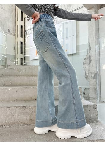 MW&FOFJR Girls Jeans Casual Denim Pants High Waist Flare Leg Trousers with Pocket3