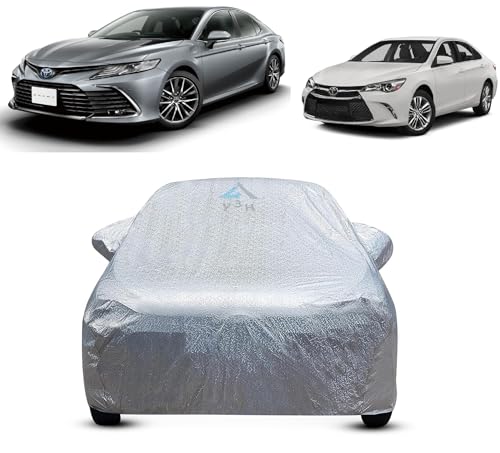 Image of Y3H-100% Waterproof Car Cover Compatible for Toyota Camry (Model : 2012-2023) Custom Fit Body Covers with Mirror Pockets | Color : Metallic Silver