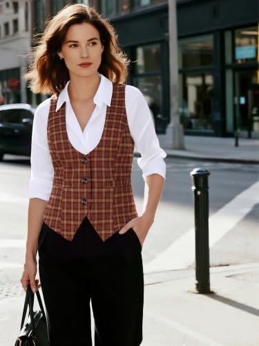 Image of GRACE KARIN Women's Suit Vest Top, Dressy Casual Sleeveless Button Waistcoat, Fromal Steampunk Blazer for Work Office