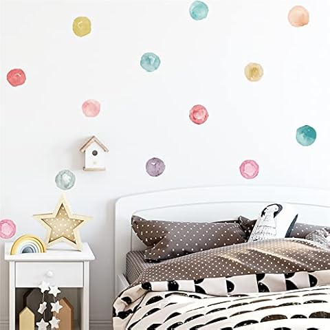ROFARSO 120 Decals 2.2'' Colorful Dots Wall Decals Watercolor Polka Wall Stickers DIY Decoration for Kids Baby Boys Girls Teens Removable Home Decor for Nursery Bedroom Living Room Playing Room Cover