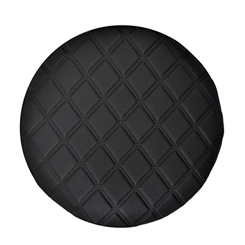 Tflower 2Pc Bar Stool Cover Round Chair Slipcover Waterproof Pu Faux Leather Stool Cover Anti-Slip Round Seat Cover Black 16 Inches #TOP1