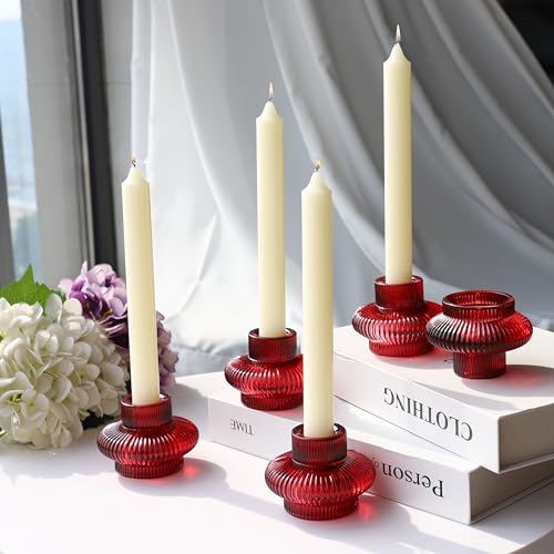 Vohocandle 6pcs Red Candle Sticks Holders for Candlesticks & Tealights