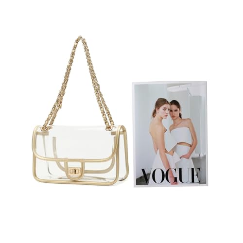 Womens PVC Clear Purse Handbag with Chain Stadium Approved Clear Bag See Through Purse Bag3