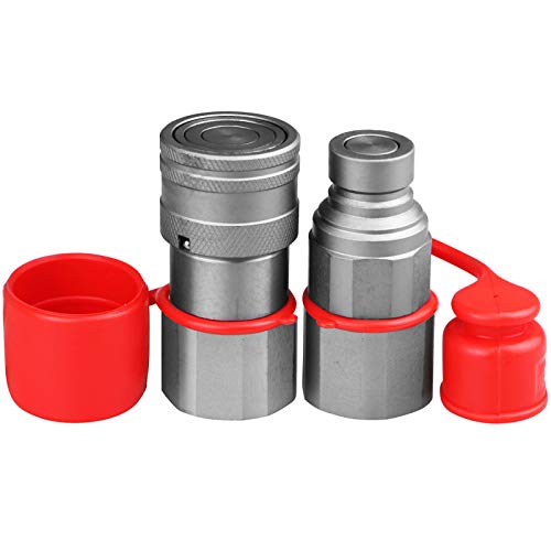 Image of 3 /4 inch NPT Skid Steer Bobcat Kubota Flat Face Hydraulic Quick Connect Coupler | Bobcat Skid Steer Hydraulic Couplers Quick Disconnect Couplings Interchange with 1 /2 inch ISO 16028 Body + 3 /4 inch NPT Thread