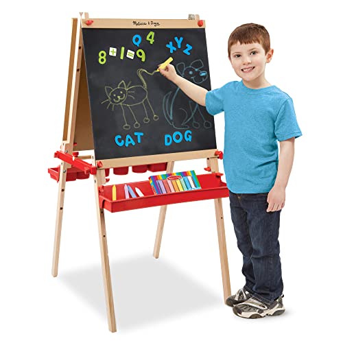 Melissa & Doug Deluxe Magnetic Standing Art Easel With Chalkboard, Dry-Erase Board, and 39 Letter and Number Magnets - Image 3