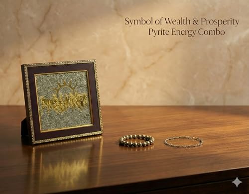Image of Certified Natural Raw Pyrite Wealth Combo | 7 Horses on Raw Pyrite Frame with Raw Pyrite Bracelet & Raw Pyrite Anklet | Money Attraction Crystal Set | Vastu Decor & Pyrite Jewelry for Home, Office & Daily Wear