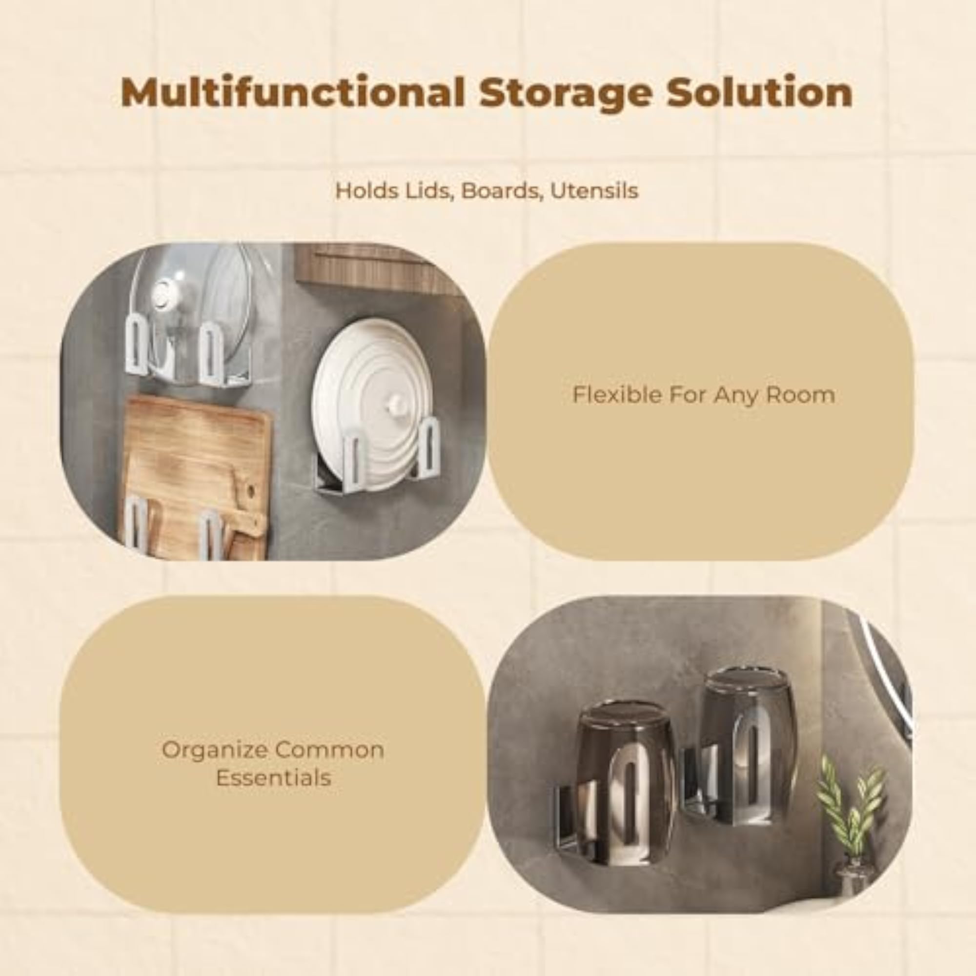 Kitchen Pot Lid & Cutting Board Holder, Storage Rack