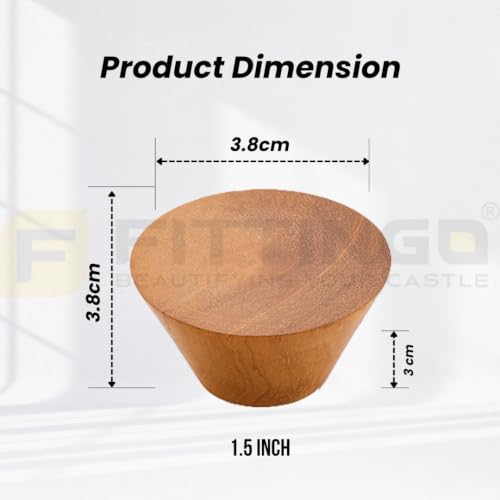 Image of 10 Pack Natural Wood Drawer Knobs - Teak Wood Cabinet Door Knobs for Kitchen Cabinets, Cupboards, Dressers & Wardrobes | 1.5 Inch-| 3 Years Warranty |