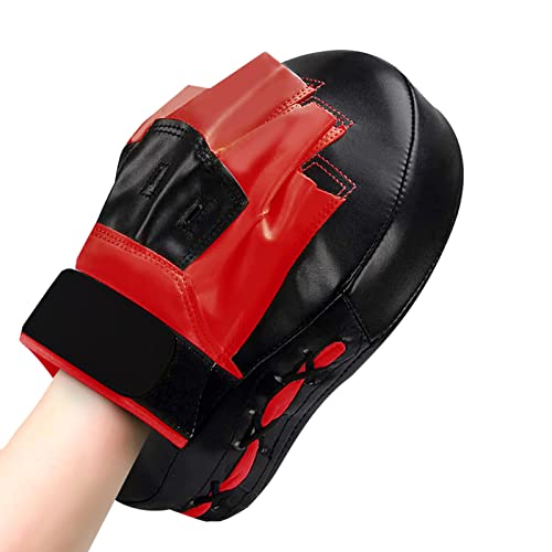 Valleycomfy Boxing Curved Focus Punching Mitts- Leatherette Training Hand Pads,Ideal For Karate, Muay Thai Kick, Sparring, Dojo, Martial Arts(Red) #TOP5