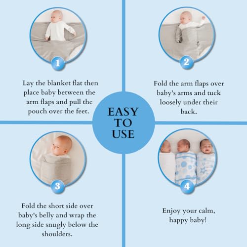 Image of Miracle Blanket Swaddle Wrap - Help Your Newborn Sleep Longer - Soft & Secure Sleep Sack for Infants - Easy-to-Use Swaddling Blanket for a Calm Baby (Solid Heather Gray)