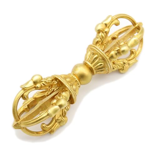 栗田こだわり仏像 【法器】 五鈷杵 13.5cm 金属製 金剛杵 黄銅 仏具 真鍮 金メッキ 密教法具 高級仕様 m2003