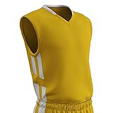 Champro BBJ9YGOWM Muscle Dri Gear Maillot de Basketball en Polyester, Doré/Blanc, M Mixte