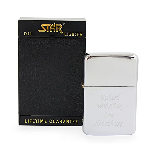 PERSONALISED ENGRAVED CHROME PETROL LIGHTER IN GIFT TIN