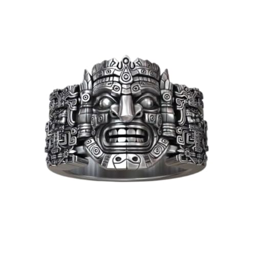 SILVERWORLDSHOP Aztec God Warrior 3D Mask Illusion Laser Engraving Design