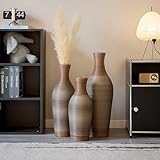 Floor Vases Rattan Brown Harbuba Tall Floor Vases Set of 3 28/24/20 inch Height - Large Artificial Rattan Pampas Grass Vase for Living Room, Big Standing Vase