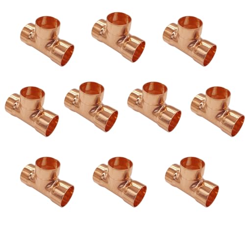 BesNPT 10 Pcs 1/2 inch Copper Tee