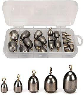 DFsucces 20 PCS Fishing Weights Outdoor Fishing Sinkers Weight Set with Storage Box 5 Sizes for Saltwater Sea Fishing