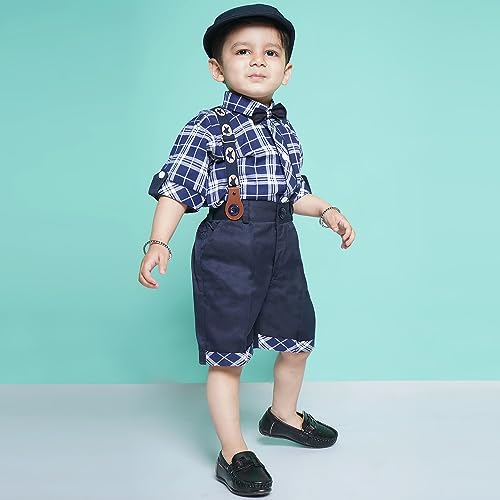 Image of AJ DEZINES Kids Casual Wear Clothing Cotton Shirt Short Set For Boys