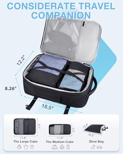 Image of BAGSMART 37L Compression Travel Backpack, Expandable arry On Backpack with Packing Cubes, Water Resistant Weekender Backpack