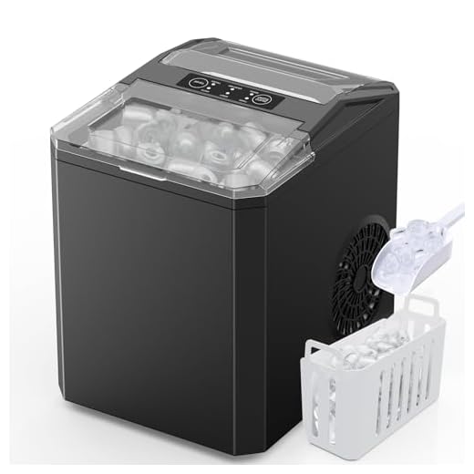 Sweetcrispy Countertop Ice Maker, Portable Ice Machine Self-Cleaning, 9 Cubes in 6 Mins, 26 lbs/24Hrs, 2 Sizes of Bullet Ice for Home Party Office,Elegant Black
