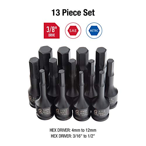 3649 Sae & Metric Impact Hex Driver Set #TOP1