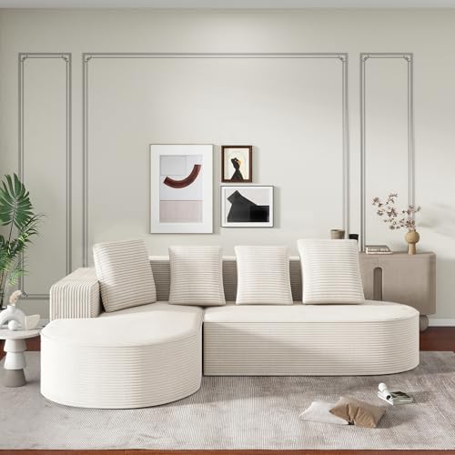 Soweiz Divano combinato modulare (L), divano combinato moderno cloud combinato (sedili bassi), divano a compressione in spugna (senza montaggio), 265 x 165 x 67 cm (bianco)