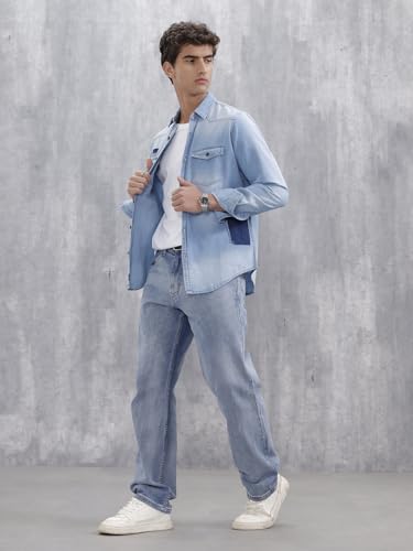 Image of WROGN Men's 100% Cotton Jeans | Solid | Anti Fit